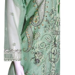3 Pcs Women Stitiched Embroidered Organza Suit