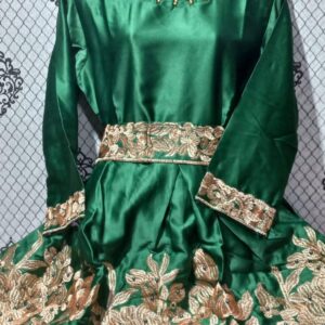 3 Pcs Women Stitched Silk Embroidered Frock