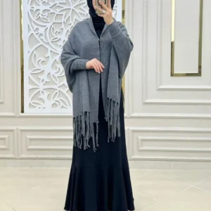 womens grey fleece cape shawl
