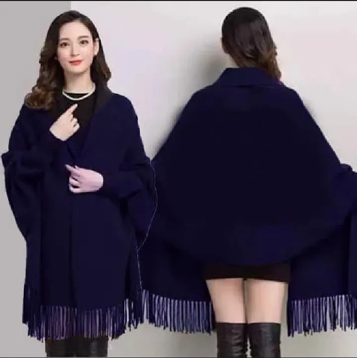 womens fleece cape shawl plain