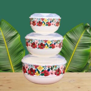 3 piece floral bowl set