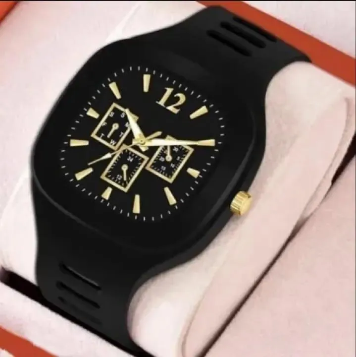 mens square black gold watch
