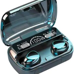 black wireless bluetooth earbuds