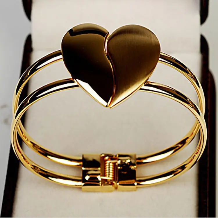 double heart gold bracelet - view 2