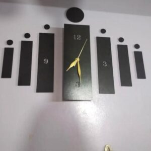 3d wooden wall clock black
