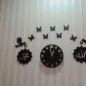 islamic calligraphy 3d wooden wall clock