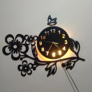 3d flower wall clock with led light