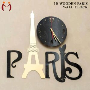 Eiffel Tower 3D Wooden Wall Clock - Paris Design Laser-Cut Clock