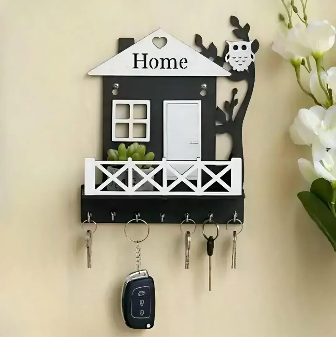 owl house wooden key holder