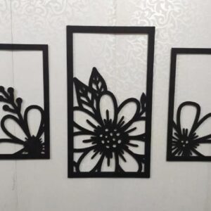 3d wooden wall art flowers set