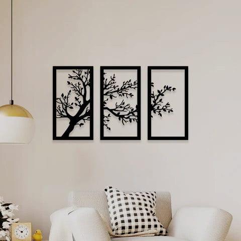tree wall art set of 3 black - view 2