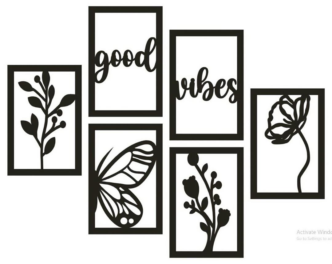 butterfly floral wall art set of 6 - view 3