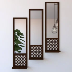 wooden mirror wall shelves set of 3