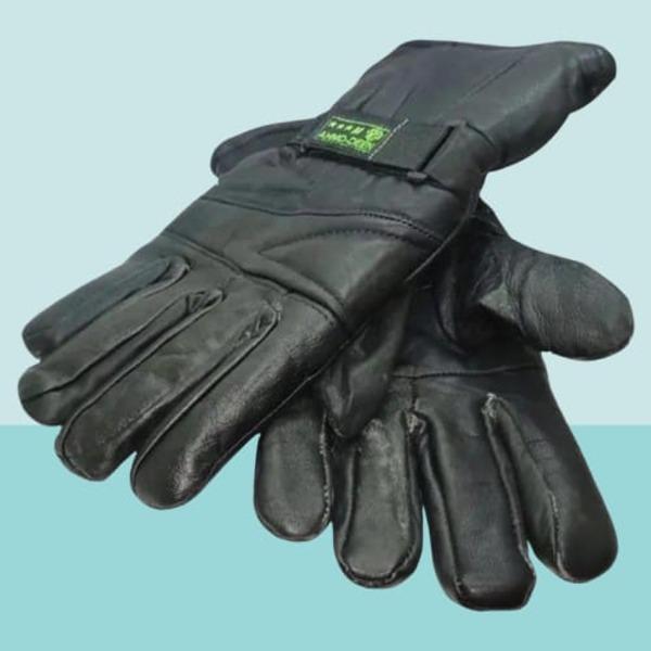 black leather winter gloves