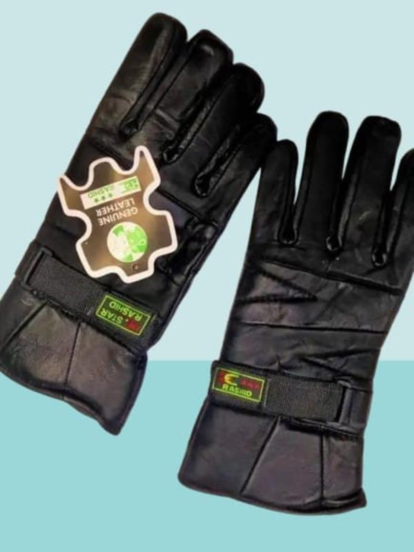 black leather winter gloves - view 2