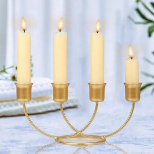 4-Cup Iron Candle Stand - Black and Gold Geometric Candle Holder