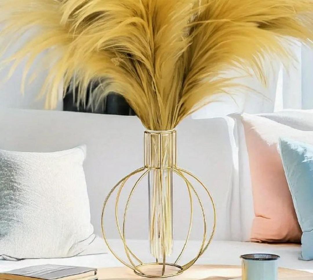 golden geometric iron vase