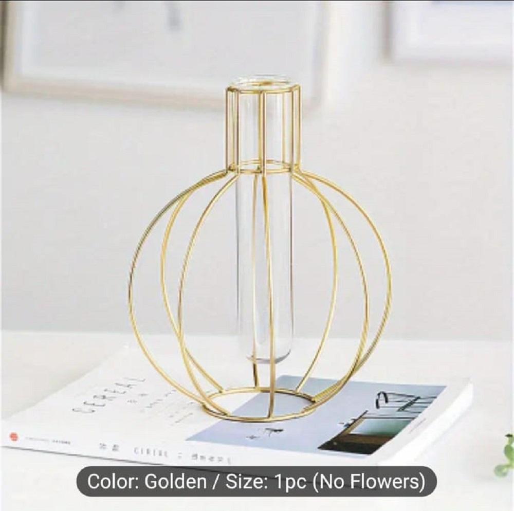 golden geometric iron vase - view 3