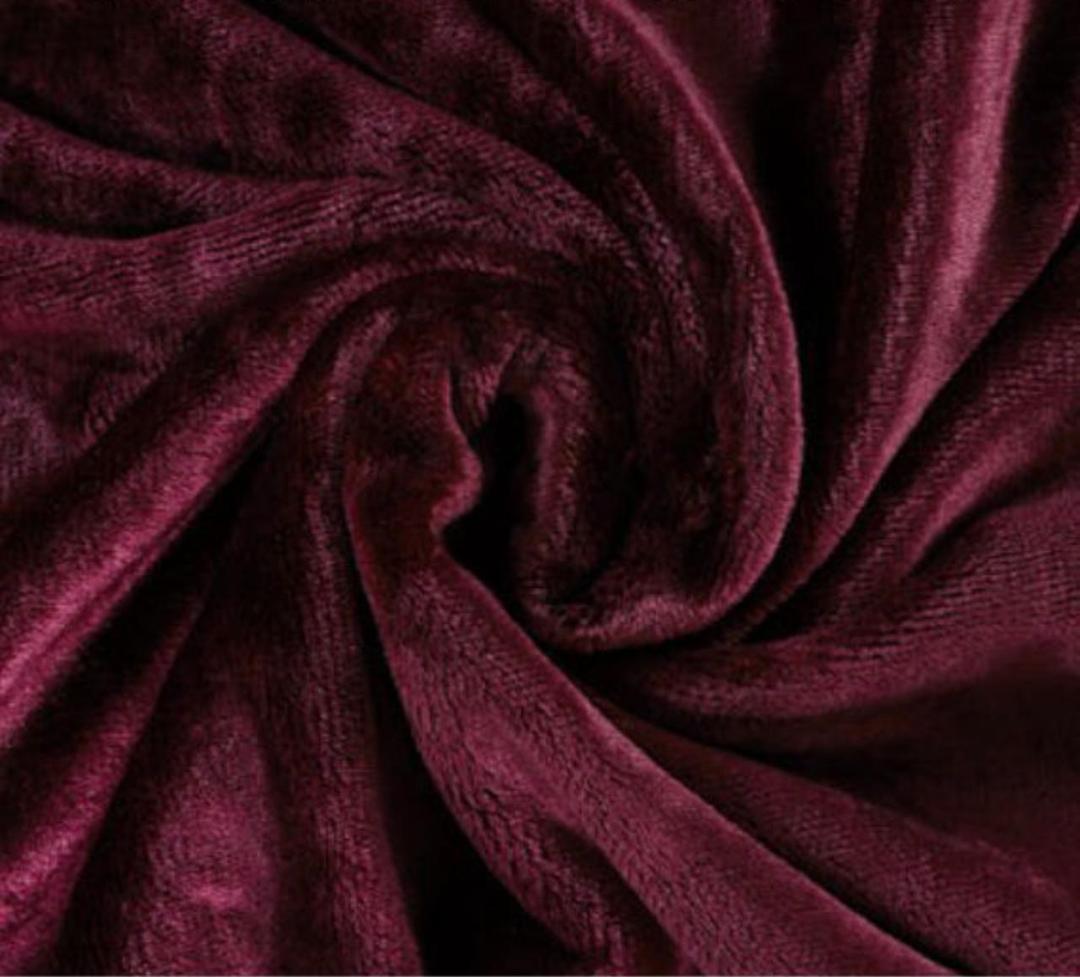 Plain Fleece Double Bed Blanket - Maroon Soft Warm Winter Blanket – photo 3