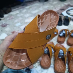 Men's Cross Strap Slide Sandals - Tan Brown Comfortable Slippers (Size 6-11)