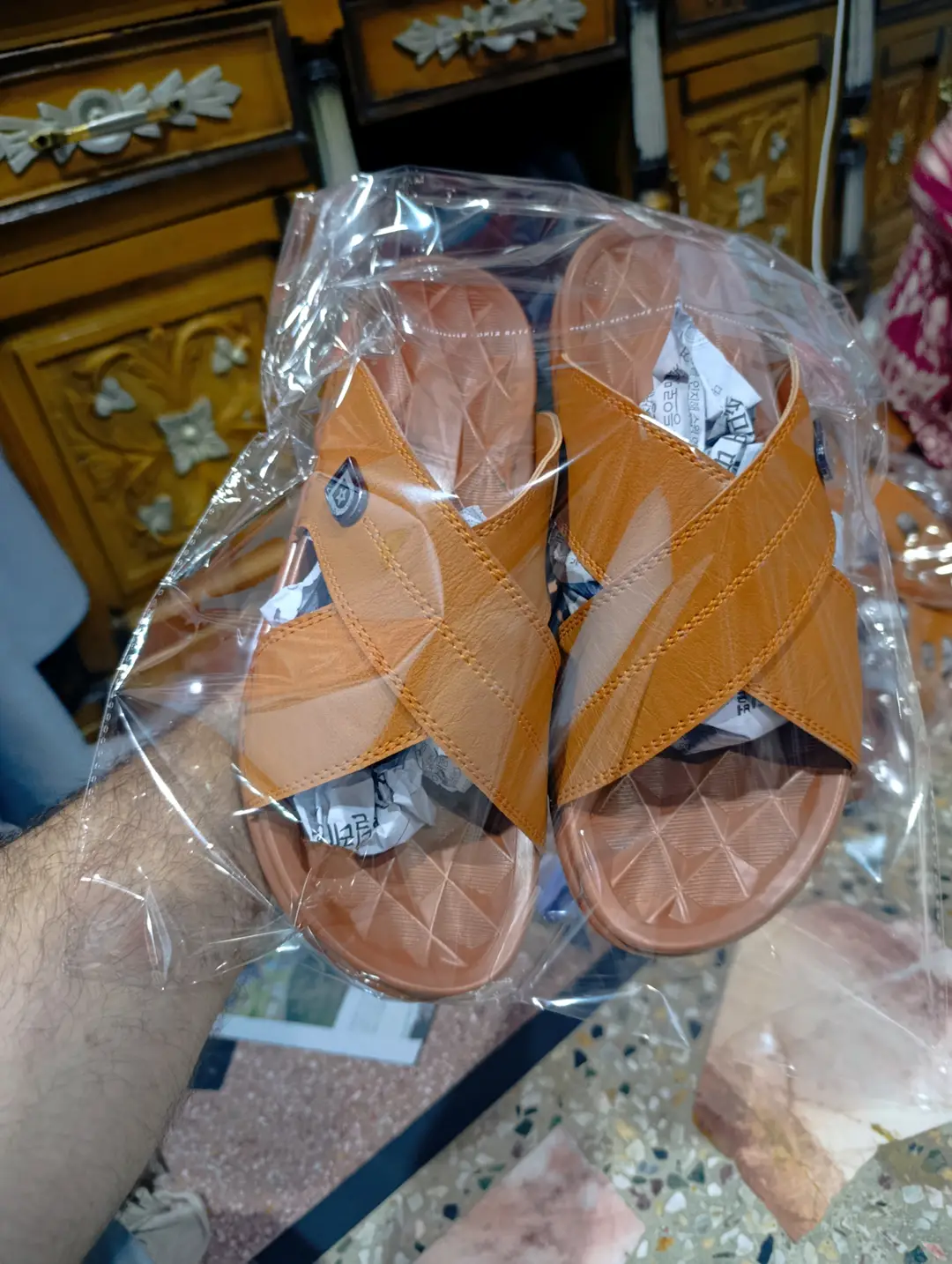 Men's Cross Strap Slide Sandals - Tan Brown Comfortable Slippers (Size 6-11) – photo 5