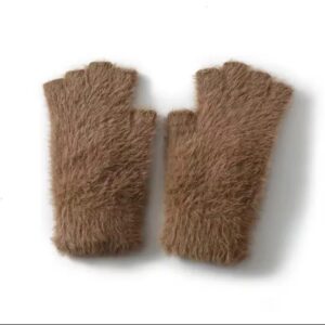 Women Fluffy Fingerless Gloves - Soft Wool Winter Gloves (1 Pair)