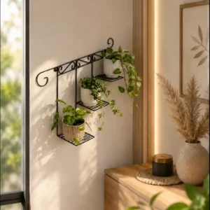 black iron wall plant shelf