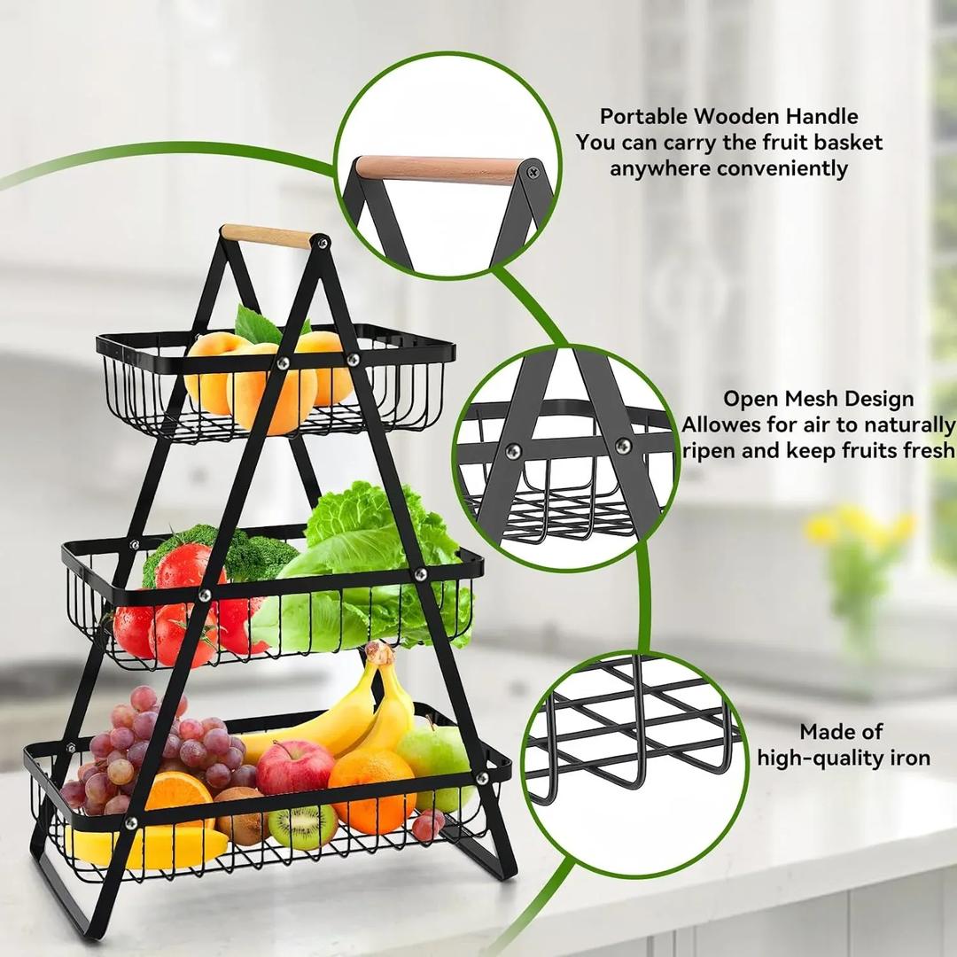 3 tier fruit basket stand - view 2