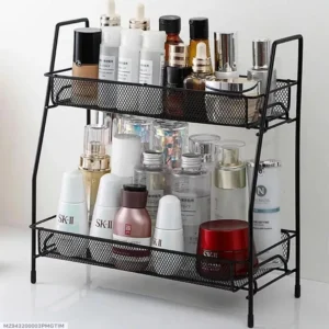 2 tier bathroom storage rack black