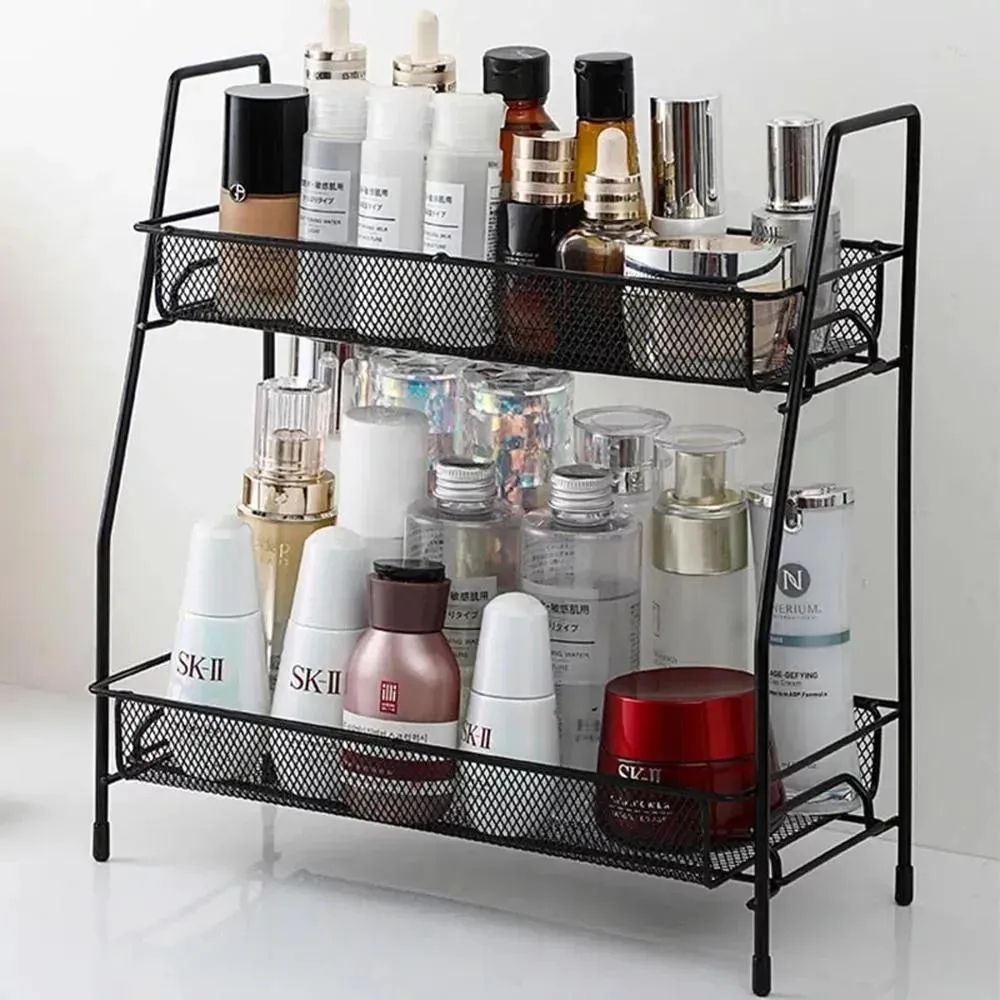 2 tier bathroom storage rack black - view 3