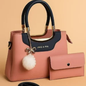 pink navy handbag set with wallet
