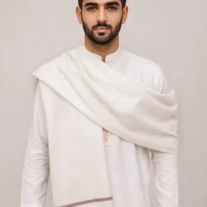 mens wool pashmina shawl off white