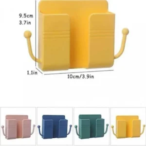 Wall-Mounted Mobile Holder - No-Drill Phone Charging Stand & Remote Organiser