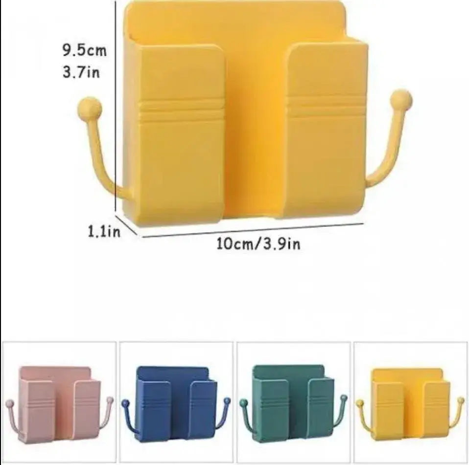 Wall-Mounted Mobile Holder - No-Drill Phone Charging Stand & Remote Organiser