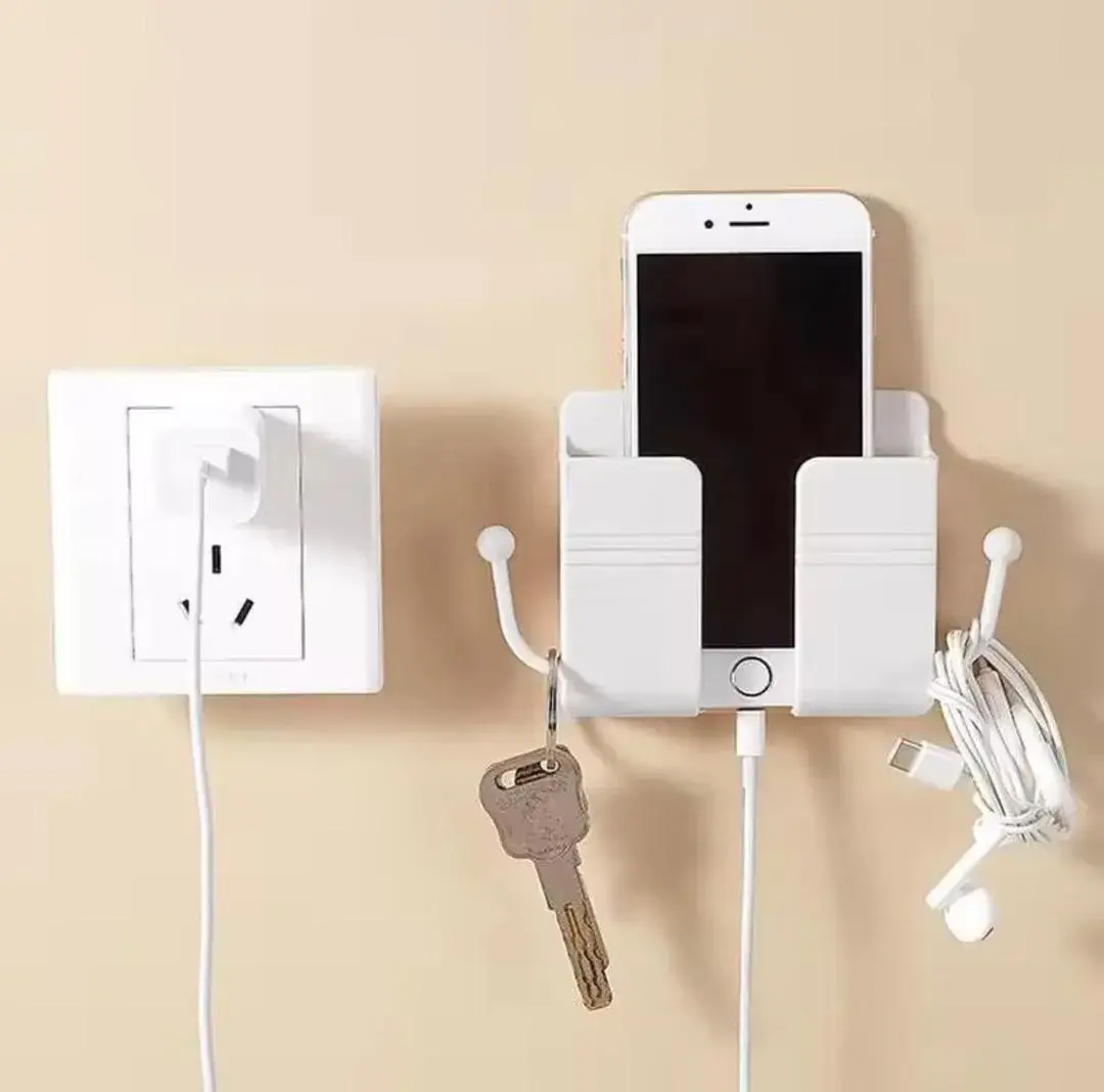 Wall-Mounted Mobile Holder - No-Drill Phone Charging Stand & Remote Organiser – photo 3