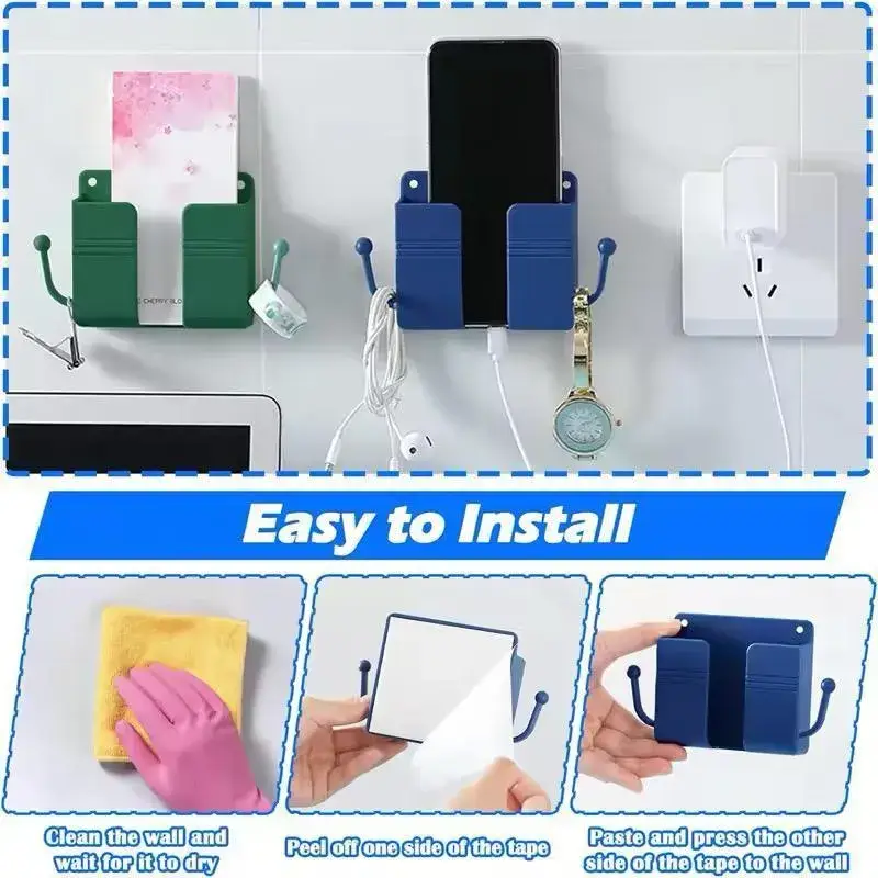 Wall-Mounted Mobile Holder - No-Drill Phone Charging Stand & Remote Organiser – photo 4