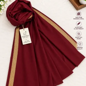 womens maroon pashmina zari tilla shawl