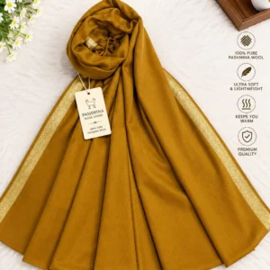 womens mustard pashmina zari tilla shawl