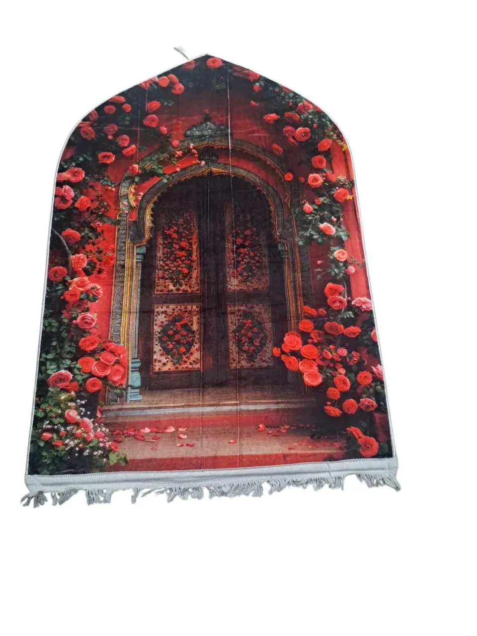 Arch Design Velvet Prayer Mat - Padded Foam Janamaz, 120 cm – photo 2