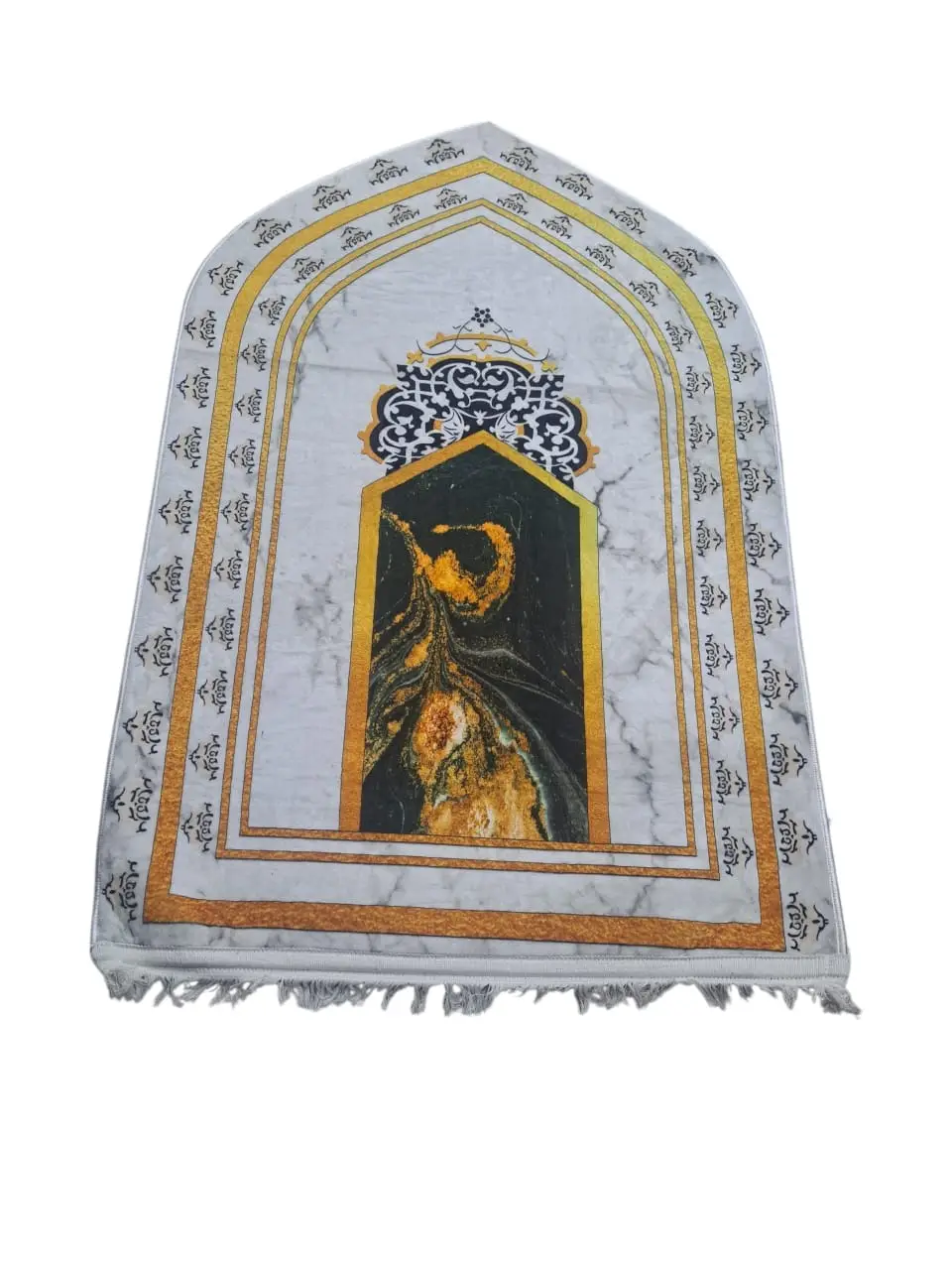 Arch Design Velvet Prayer Mat - Padded Foam Janamaz, 120 cm – photo 3