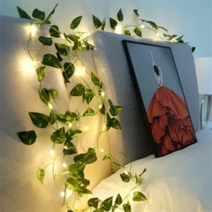 artificial leaf garland with led fairy lights