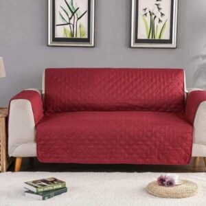 5 seater quilted sofa cover red