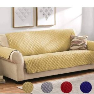 7 Seater Quilted Sofa Cover - Beige 3-Layer Cotton Polyester Sofa Protector