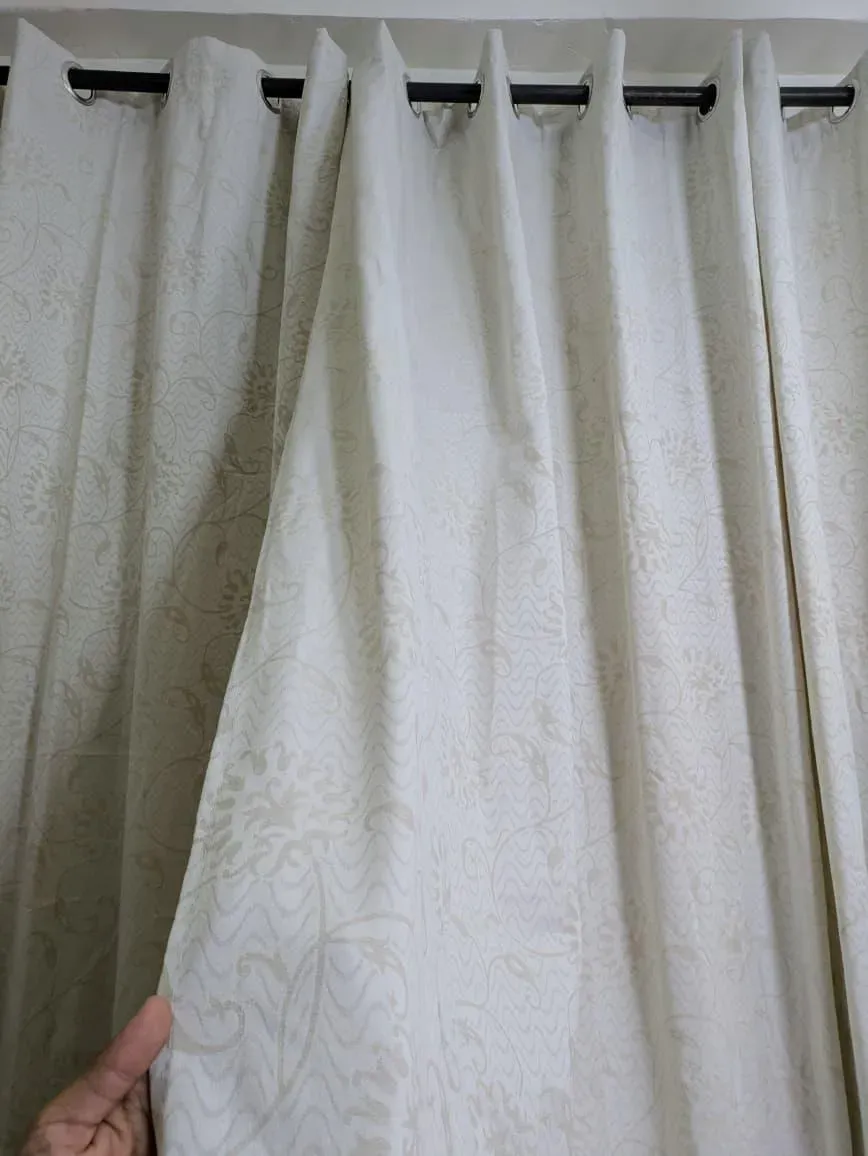 ivory silk jacquard curtain - view 2
