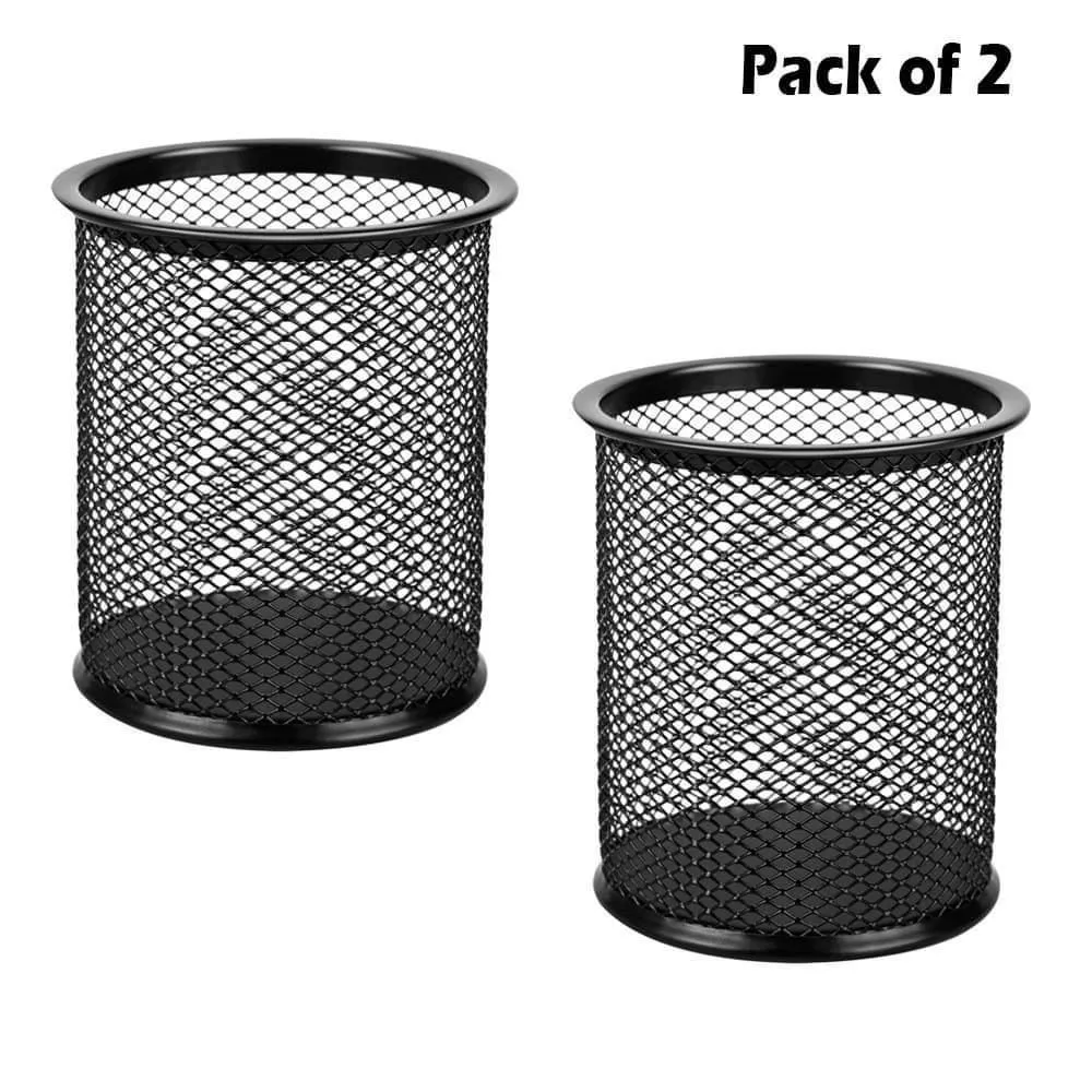 black metal mesh pen holder pack of 2