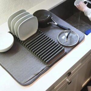silicone dish drying mat with plate rack