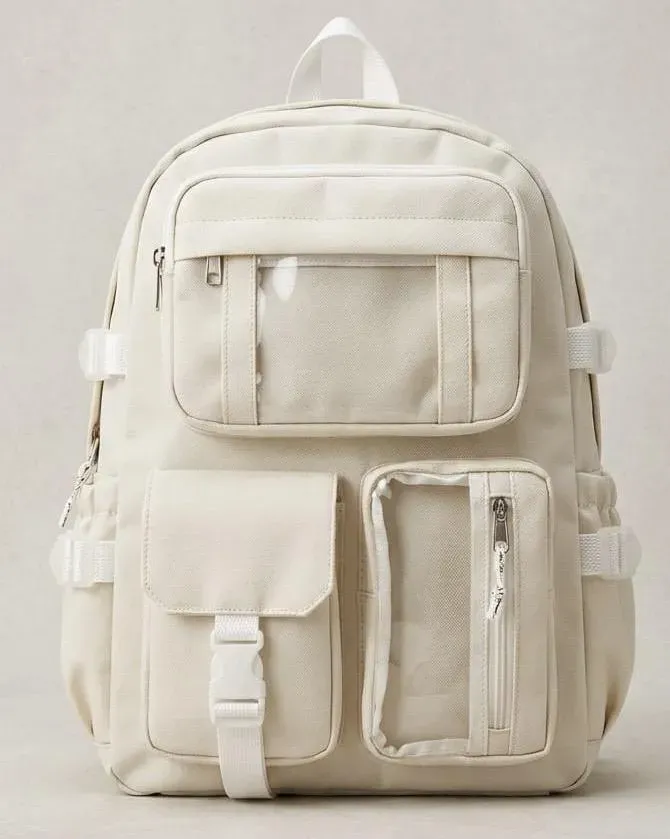 Casual Nylon Backpack with Transparent Front Pocket - 16.7 x 13.5 Inch – photo 2