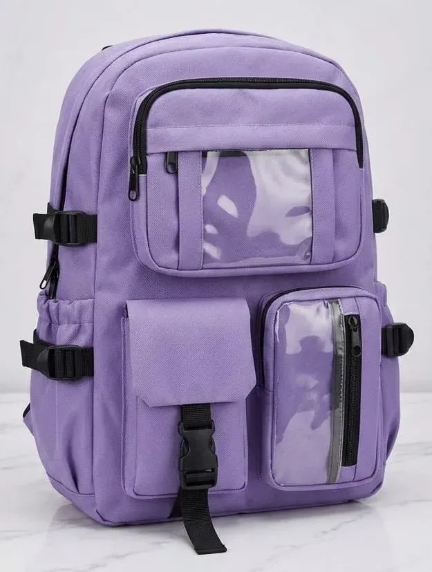 Casual Nylon Backpack with Transparent Front Pocket - 16.7 x 13.5 Inch – photo 3