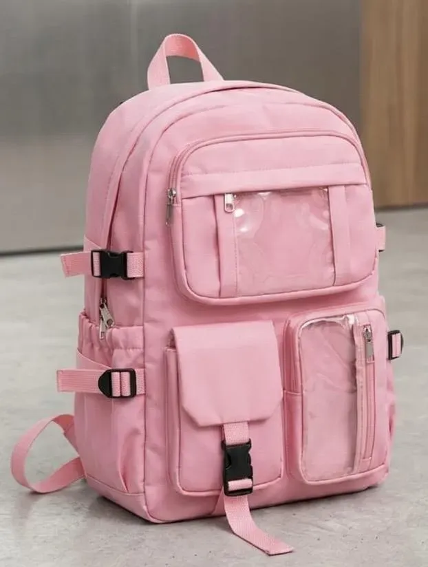 Casual Nylon Backpack with Transparent Front Pocket - 16.7 x 13.5 Inch – photo 4