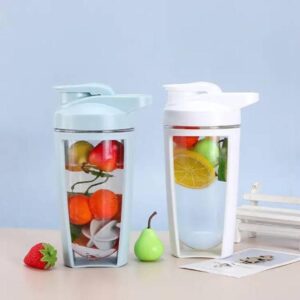 Gym Shaker & Fruit Infuser Bottle - Leak-Proof Transparent Sports Bottle